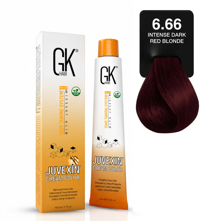 GKhair Cream Color Intense Dark Red Blonde - 6.66